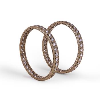 Fabulous oval shape stone antique gold plated set of 2 bangles for women and girls 4