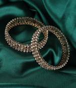 Marvellous oval shape crystal antique gold plated set of 2 bangles for women and girls