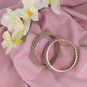 gold plated rectangle pattern crystal bangle set of 2 1