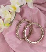 Modern rectangle crystal antique gold plated set of 2 bangles for women and girls