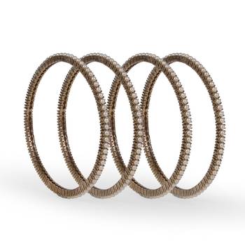 Classy pearl antique gold plated set of 4 bangles for women and girls 2