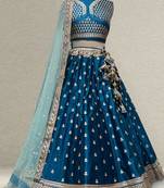 Royal Blue gota Work Minimal Raw Silk Lehenga