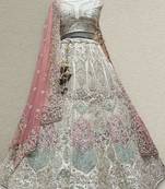 Off White Designer Raw Silk Couture Lehenga
