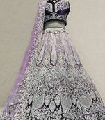 Purple Ombre Designer Velvet Lehenga