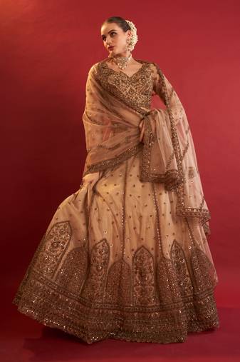 Ivory Ready To Wear Cutdana Beads Handwork Lehenga Choli