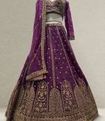 Purple Ready To Wear Cutdana Beads Handwork Lehenga Choli