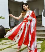 Chandni hand block gotta patti cotton anarkali suit set