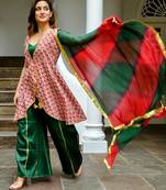 Bahar hand block gotta patti cotton suit set