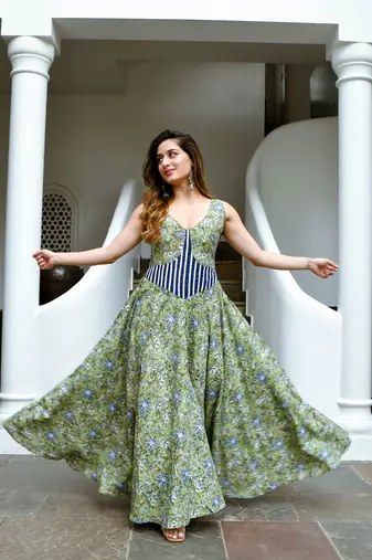 Edwina hand block cotton dress