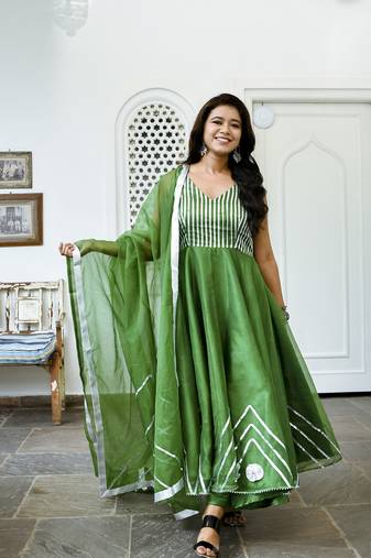 Najneen gotta patti organza anarkali suit set