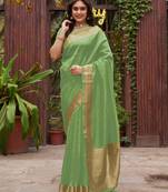 Green zari woven art silk saree