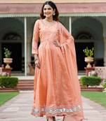 Orange-zardozi-work-chiffon-anarkali-suit-set