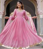 Flamingo-pink-zardozi-work-chiffon-anarkali-suit-set