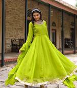 Parrot-green-zardozi-work-chiffon-anarkali-suit-set