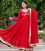 Red-zardozi-work-georgette-anarkali-suit-set