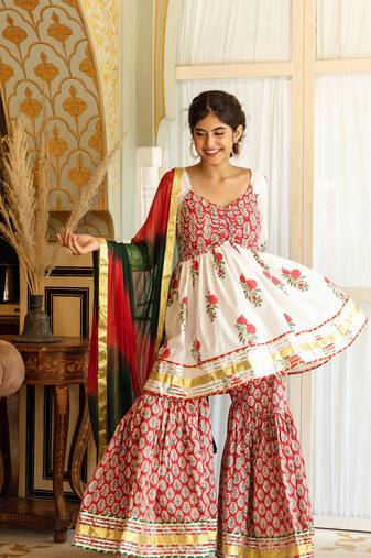 Rukhsar-handblock-gota-work-sharara-set