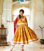 Yellow-mugal-hand-block-cotton-suit-set