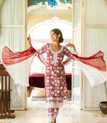 Red-floral-hand-block-pure-cotton-suit-set