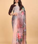 Multicolor digital print weightless saree with blouse