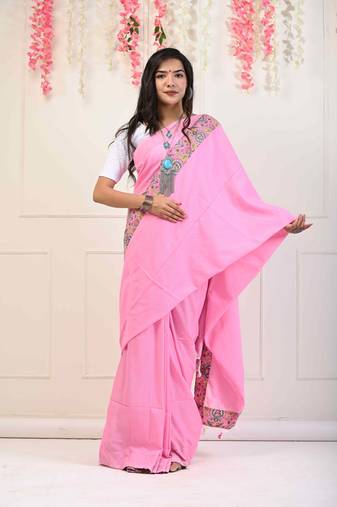 pink handloom saree