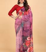 Pink digital print weightless saree with blouse