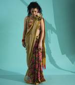 Multicolor georgette floral printed saree with embroidered blouse