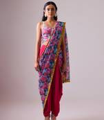 Multicolor floral printed kota saree paired with dhoti pant