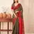 Olive silk blend saree with contrast  blouse