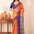 Orange silk blend saree with contrast  blouse