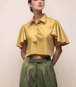 Ochre yellow bell sleeves top