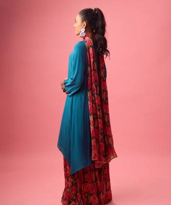 Blue georgette plain sharara 3