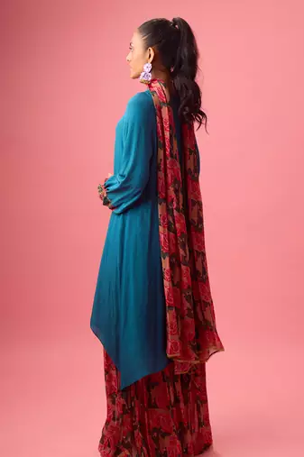 Blue georgette plain sharara