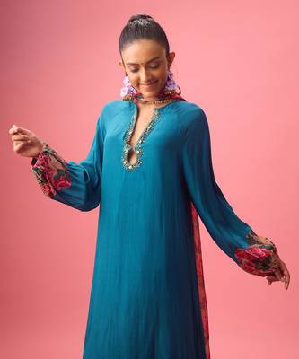 Blue georgette plain sharara 4