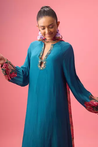 Blue georgette plain sharara