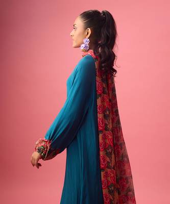 Blue georgette plain sharara 5