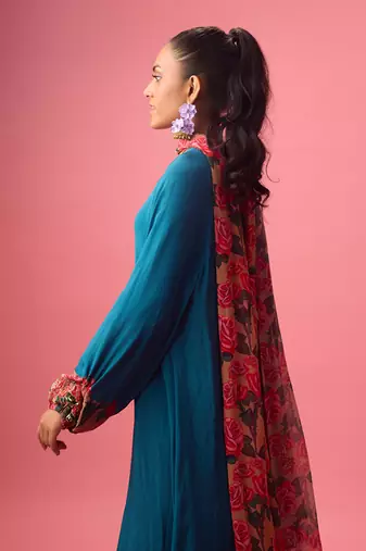 Blue georgette plain sharara