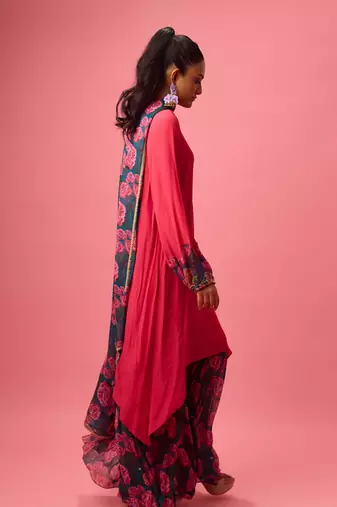 Pink georgette plain sharara