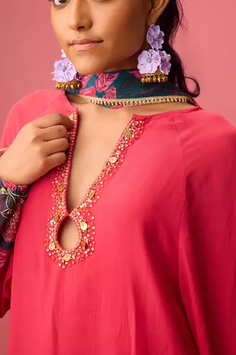 Pink georgette plain sharara