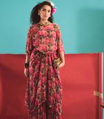 Pink georgette floral printed sharara