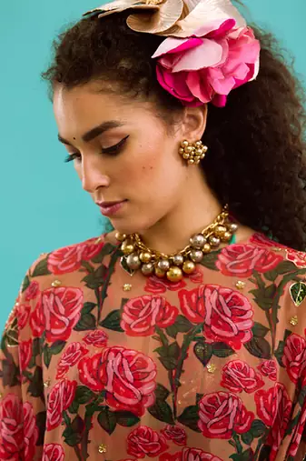 Pink georgette floral printed sharara