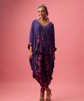 Voilet georgette plain kaftan 1