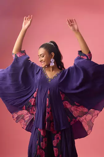 Voilet georgette plain kaftan