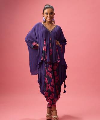 Voilet georgette plain kaftan 3