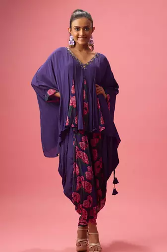 Voilet georgette plain kaftan