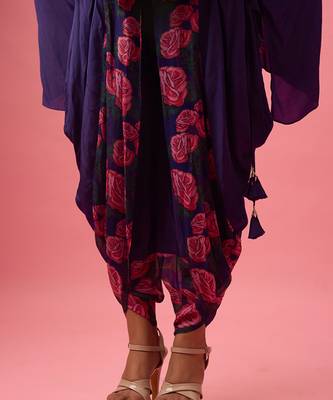 Voilet georgette plain kaftan 4