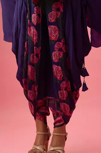 Voilet georgette plain kaftan