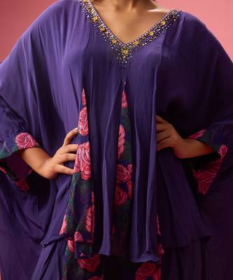 Voilet georgette plain kaftan 5