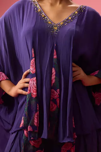 Voilet georgette plain kaftan