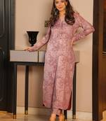 Pink printed muslin salwar-kameez