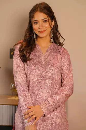Pink printed muslin salwar-kameez